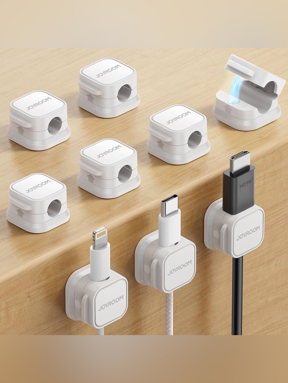 6Pack Magnetic Cable Clips [Cable Smooth Adjustable] Cord Holder, Under Desk Ca
